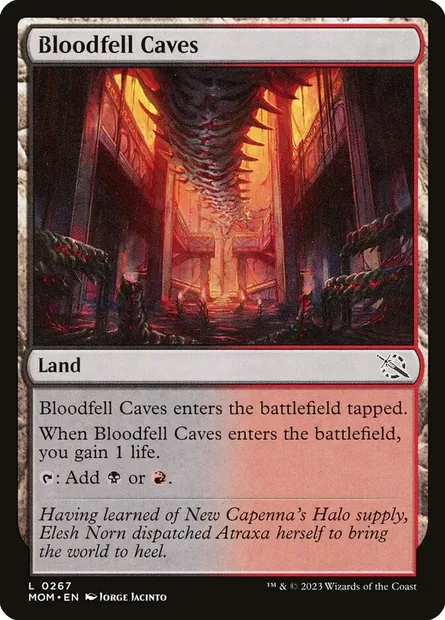Bloodfell Caves, Magic card MOM 267 — March of the Machine set