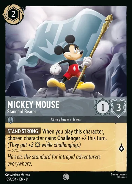 Mickey Mouse - Standard Bearer, Disney Lorcana card CH9-185 — Fabled set