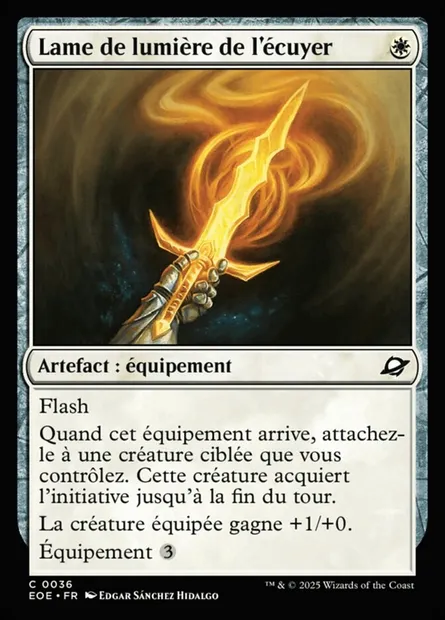 Lame de lumière de l'écuyer, carte Magic EOE 36 — extension Edge of Eternities