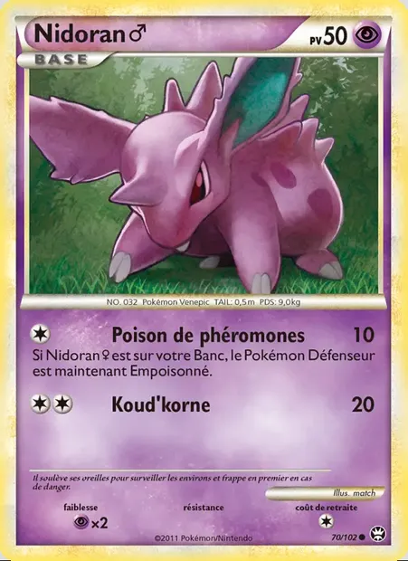 Nidoran♂, carte Pokémon TM 70 — extension Triomphant