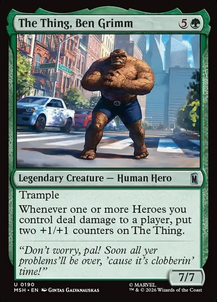 The Thing, Ben Grimm, Magic card MSH 190 — Marvel Super Heroes set
