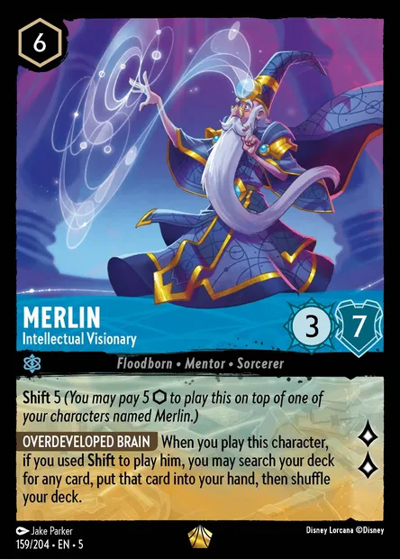 Merlin - Intellectual Visionary, Disney Lorcana card CH5-159 — Shimmering Skies set