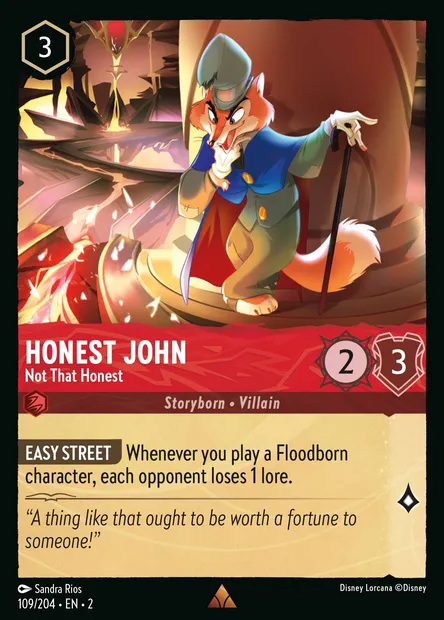 Honest John - Not That Honest, Disney Lorcana card CH2-109 — Rise of the Floodborn set