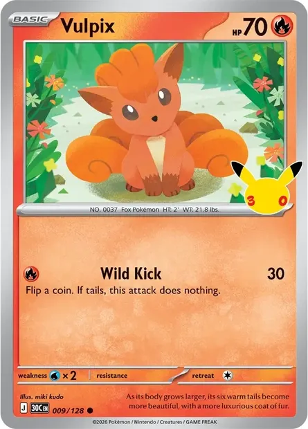 Vulpix, Pokémon card 30C 009 — 30th Celebration set