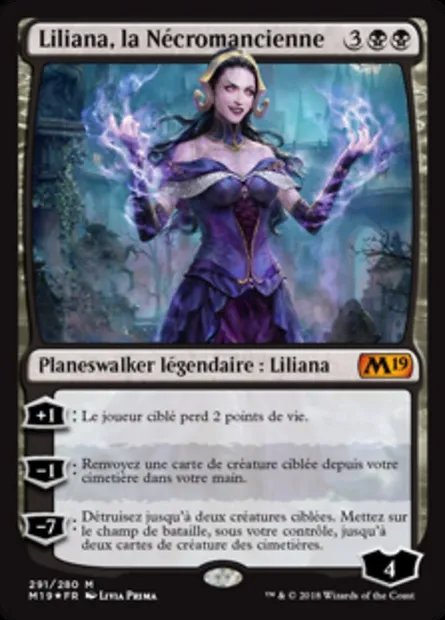 Liliana, la Nécromancienne, carte Magic M19 291 — extension Core Set 2019