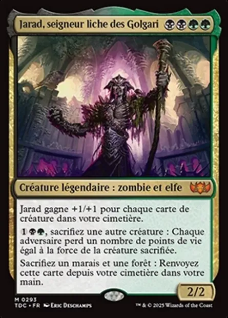 Jarad, seigneur liche des Golgari, carte Magic TDC 293 — extension Tarkir: Dragonstorm Commander