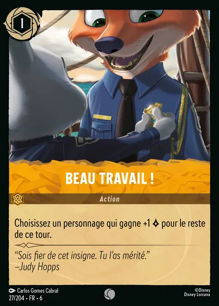 Beau travail !, carte Disney Lorcana CH6-027 — extension La Mer Azurite