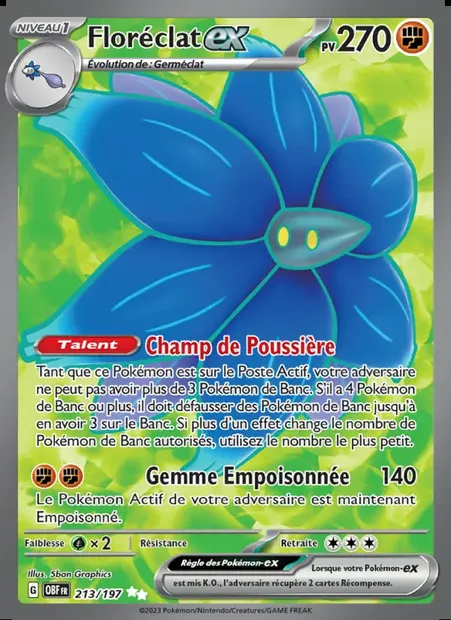 Floréclat-ex, carte Pokémon OBF 213 — extension Flammes Obsidiennes