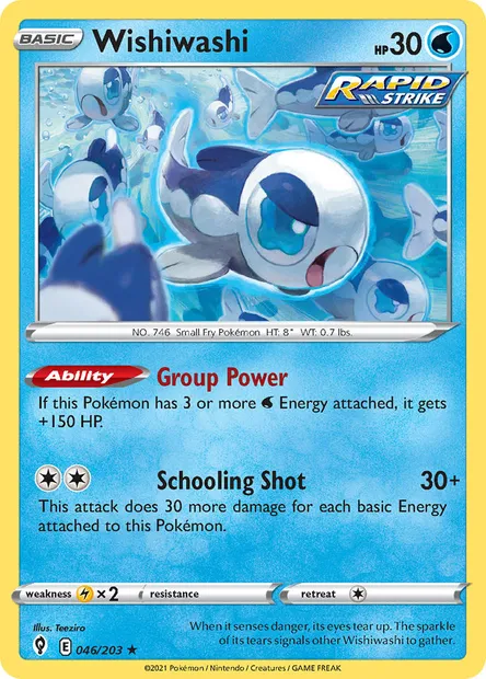 Wishiwashi, Pokémon card EVS 46 — Evolving Skies set
