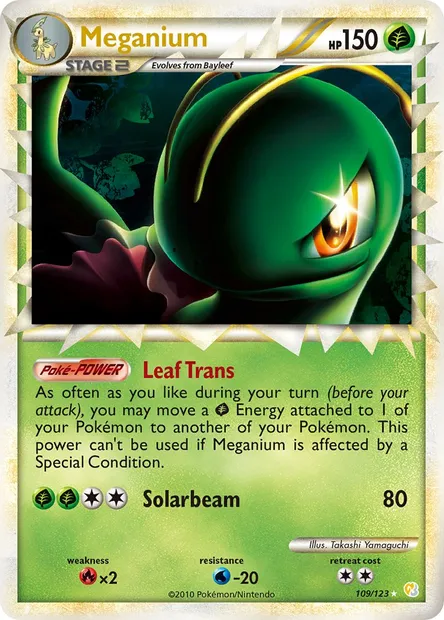 Meganium, Pokémon card HS 109 — HeartGold SoulSilver set