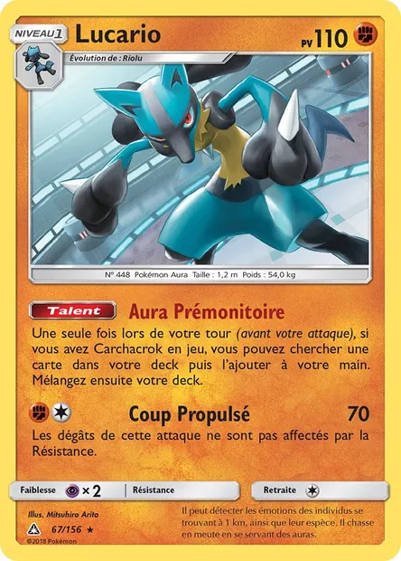 Lucario, carte Pokémon UPR 67 — extension Ultra-Prisme