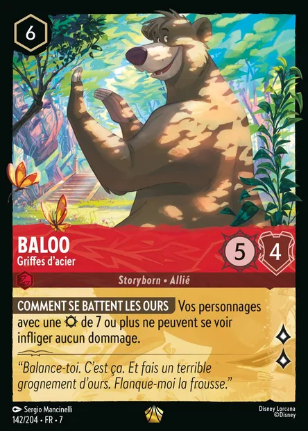 Baloo - Griffes d'acier, carte Disney Lorcana CH7-142 — extension L'île d'Archazia