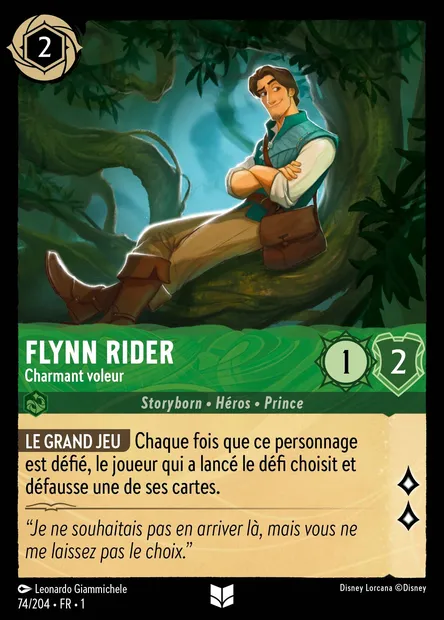 Flynn Rider - Charmant voleur, carte Disney Lorcana CH1-074 — extension Premier Chapitre