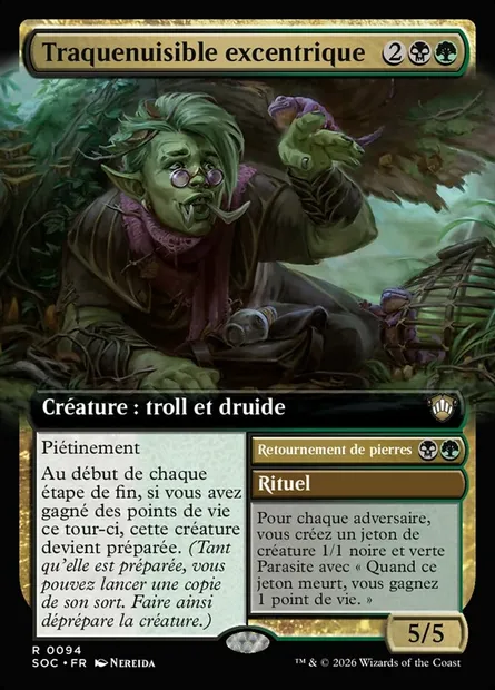 Traquenuisible excentrique // Turn Stones, carte Magic SOC 94 — extension Secrets of Strixhaven Commander