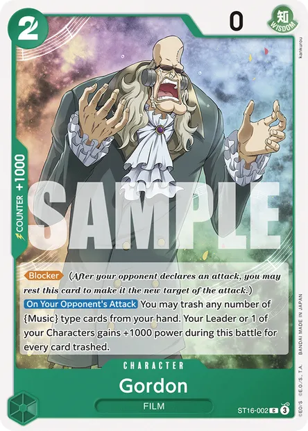 Gordon, One Piece card ST16-002 — Green Uta set