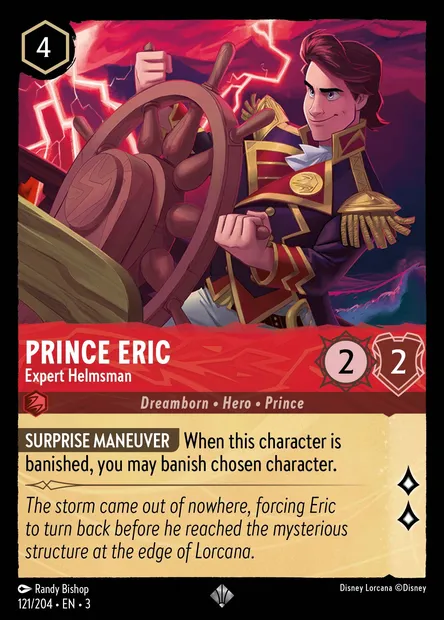 Prince Eric - Expert Helmsman, Disney Lorcana card CH3-121 — Into the Inklands set