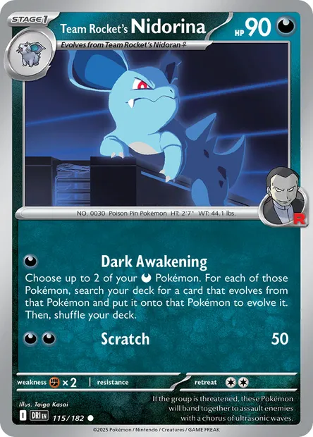 Team Rocket's Nidorina, Pokémon card DRI 115 — Destined Rivals set