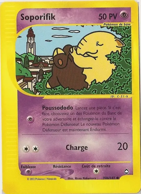 Soporifik, carte Pokémon AQ 74b — extension Aquapolis