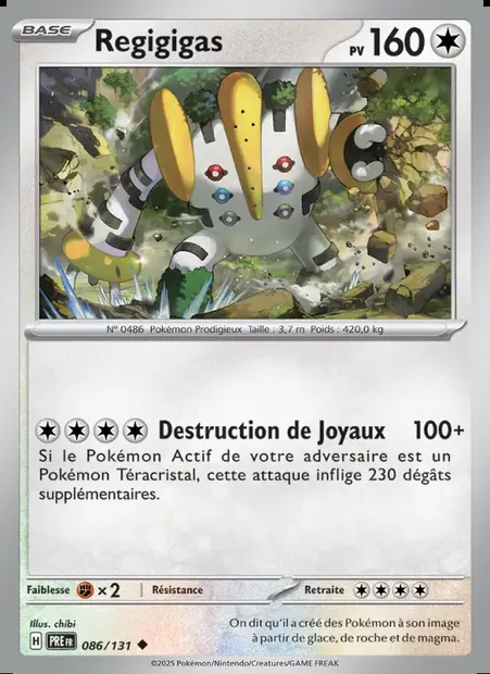 Regigigas, carte Pokémon PRE 086 — extension Évolutions Prismatiques
