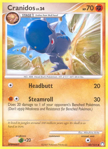Cranidos, Pokémon card MT 43 — Mysterious Treasures set