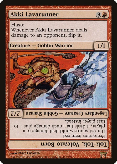 Akki Lavarunner // Tok-Tok, Volcano Born, carte Magic CHK 153 — extension Guerriers de Kamigawa
