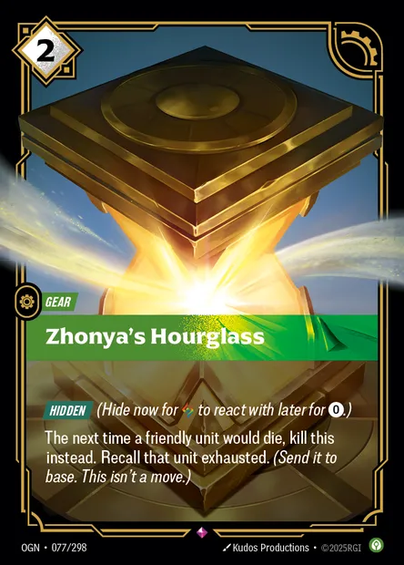 Zhonya's Hourglass, carte Riftbound OGN 077 — extension Origins