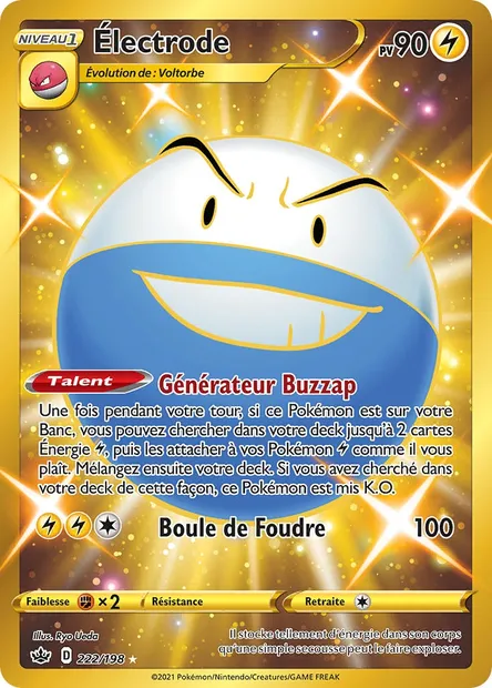 Électrode, carte Pokémon CRE 222 — extension Règne de Glace
