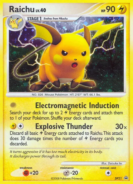 Raichu, carte Pokémon DP 21 — extension Promo DP