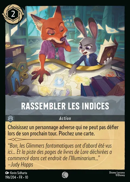 Rassembler les indices, carte Disney Lorcana CH10-196 — extension Lueurs dans les Profondeurs