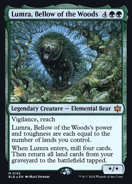 Lumra, Bellow of the Woods, Magic card PBLB 183s — Bloomburrow Promos set