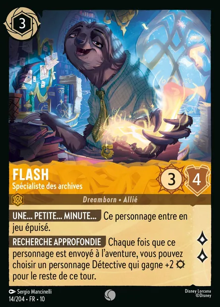 Flash - Spécialiste des archives, carte Disney Lorcana CH10-014 — extension Lueurs dans les Profondeurs