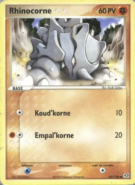 Rhinocorne, carte Pokémon EM 62 — extension EX Émeraude