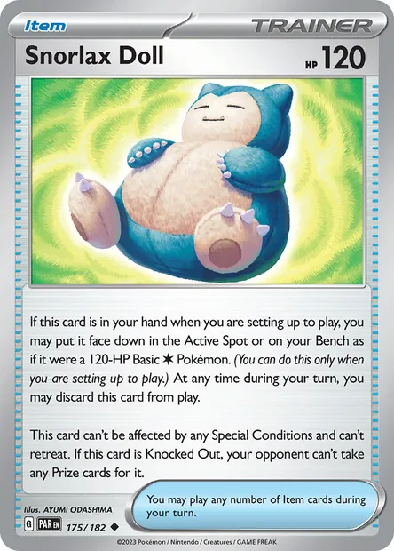 Snorlax Doll, Pokémon card PAR 175 — Paradox Rift set