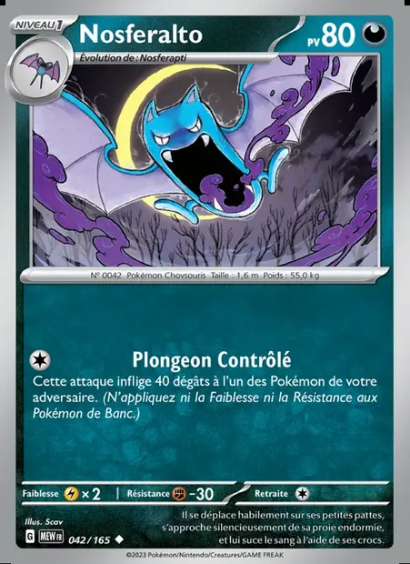 Nosferalto, carte Pokémon MEW 042 — extension 151