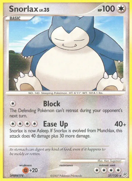Ronflex, carte Pokémon DP 37 — extension Diamant & Perle