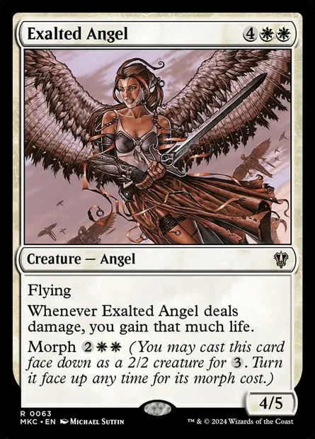 Exalted Angel, Magic card MKC 63 — Murders at Karlov Manor Commander set