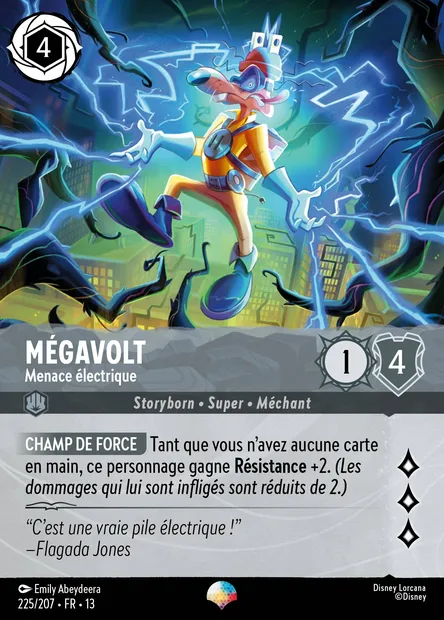 Mégavolt - Menace électrique, carte Disney Lorcana CH13-225 — extension Invasion Epineuse!