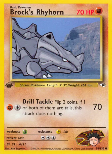 Brock's Rhyhorn, carte Pokémon GH 70 — extension Gym Heroes