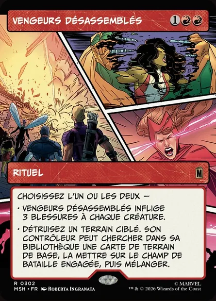 Vengeurs désassemblés, carte Magic MSH 302 — extension Marvel Super Heroes