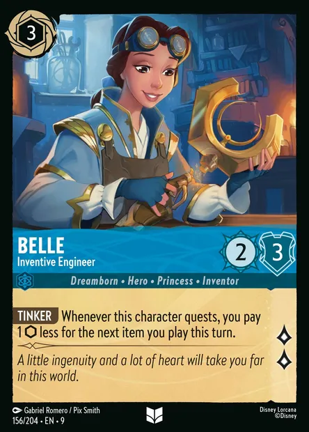 Belle - Inventive Engineer, Disney Lorcana card CH9-156 — Fabled set
