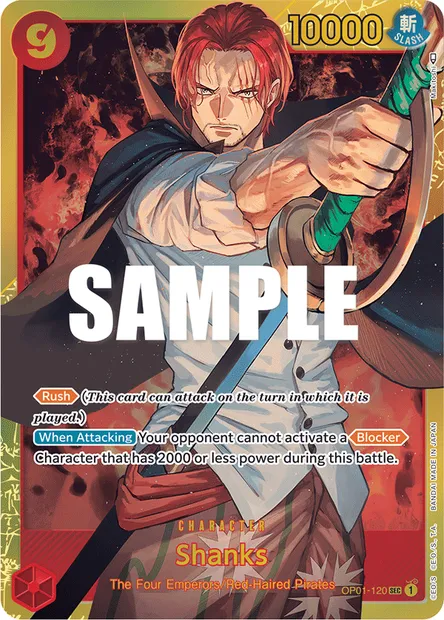 Shanks, One Piece card OP01-120 — ROMANCE DAWN set