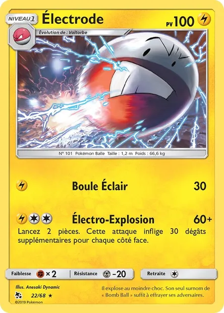 Électrode, carte Pokémon HIF 22 — extension Destinées Occultes