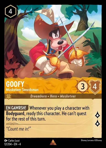Goofy - Musketeer Swordsman, Disney Lorcana card CH4-012 — Ursula's Return set