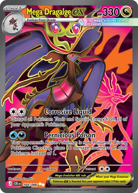 Mega Dragalge ex, Pokémon card CRI 104 — Chaos Rising set