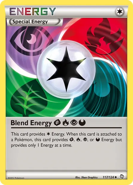 Blend Energy Grass Fire Psychic Darkness, Pokémon card DRX 117 — Dragons Exalted set
