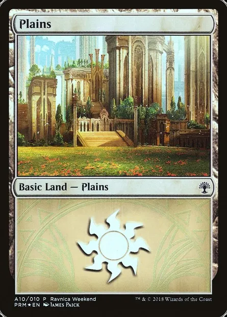 Plains, Magic card PRWK A10 — GRN Ravnica Weekend set