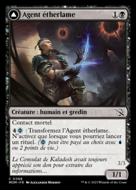 Agent étherlame // Piqueur d'esprit gitaxien, carte Magic MOM 88 — extension L'invasion des machines
