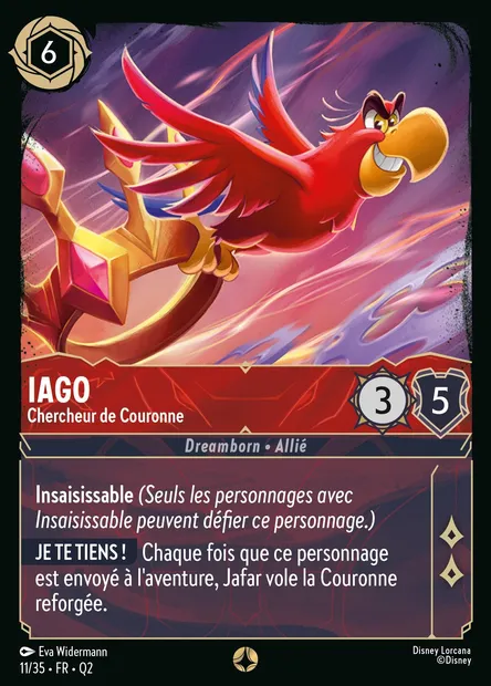 Iago - Chercheur de Couronne, carte Disney Lorcana Q2-011 — extension Quête des Illumineurs: Vol au palais