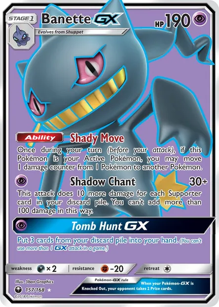 Banette GX, Pokémon card CES 157 — Celestial Storm set