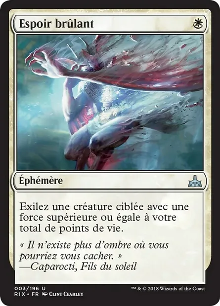 Espoir brûlant, carte Magic RIX 3 — extension Les combattants d'Ixalan